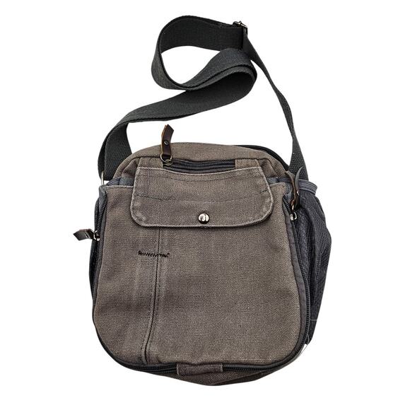 Canvas Crossbody Bag Satchel Unisex Workwear Travel Bag Taupe - Picture 1 of 6